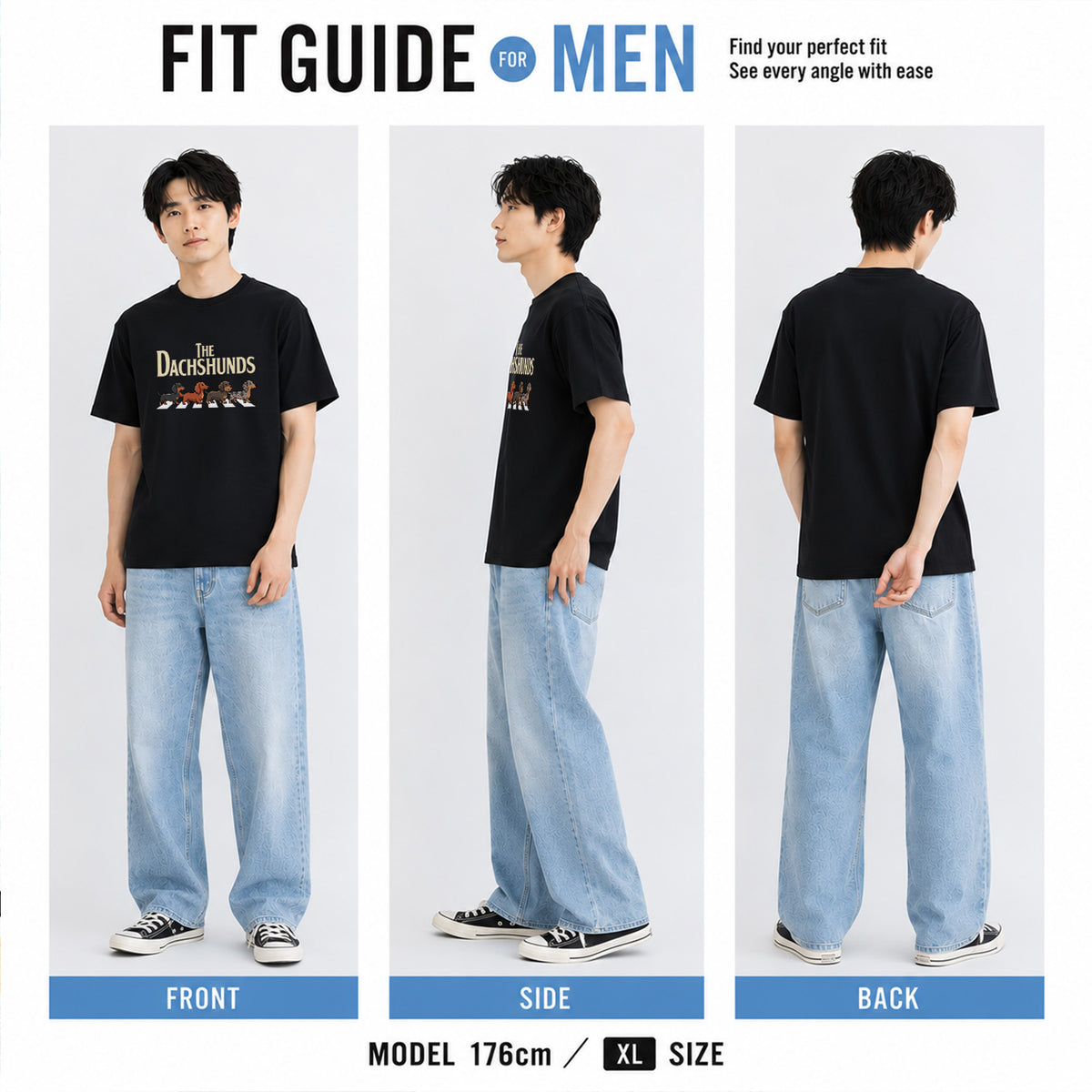 THE DACHSHUNDS | ミニチュアダックス 横断歩道 ゆるかわパロディTシャツ【犬好き・愛犬家・ギフトに最適】
