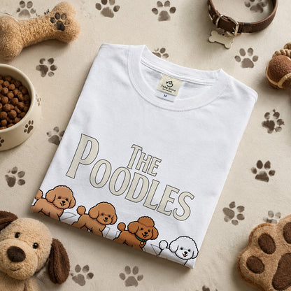 THE POODLES | プードル 横断歩道 ゆるかわパロディTシャツ【犬好き・犬服お揃い・ギフトに最適】