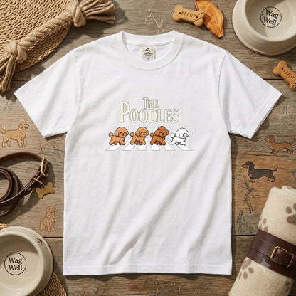 THE POODLES | プードル 横断歩道 ゆるかわパロディTシャツ【犬好き・犬服お揃い・ギフトに最適】