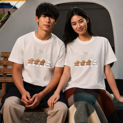 THE POODLES | プードル 横断歩道 ゆるかわパロディTシャツ【犬好き・犬服お揃い・ギフトに最適】