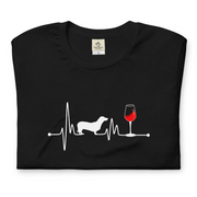 犬 tシャツ 犬イラスト ダックスフンド 心電図 ハートビート｜アダルト&キッズサイズ