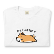 犬 tシャツ 犬イラスト 柴犬 明日から本気出す｜アダルト&キッズサイズ